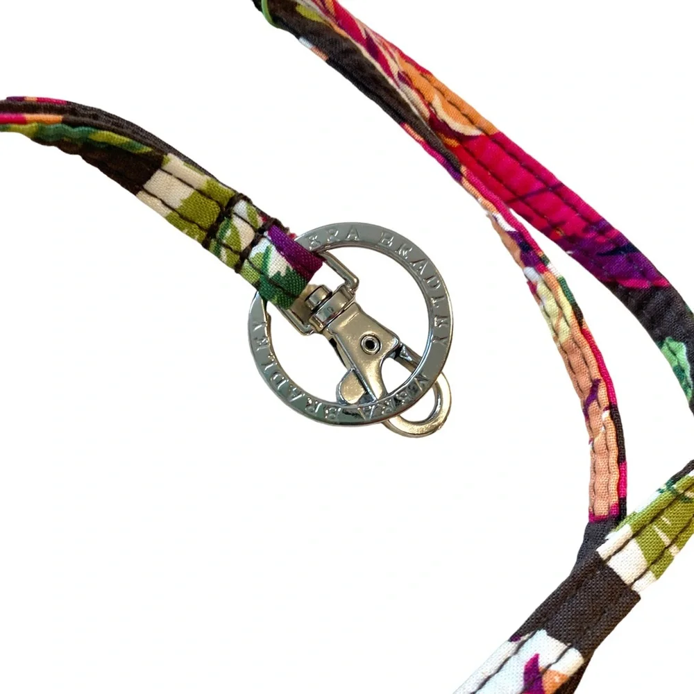 Vera Bradley lanyard ID badge holder key chain pink brown orange floral NWT